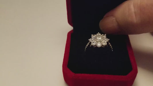 1 carat flower design moissanite engagement ring